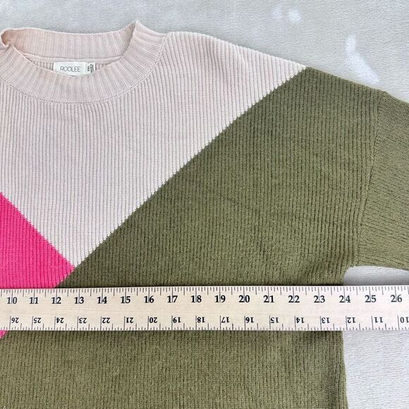 Roole Sweater Women’s XXL Pink Green Oversized Color Block Viscose Boxy - Picture 7 of 9